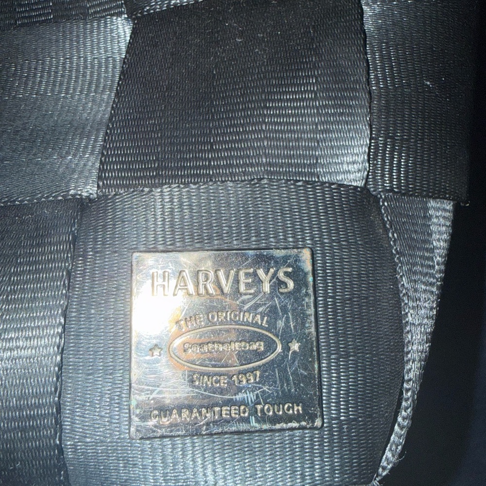 **Rare** Harveys Black Woven Tote with Red Brand Tag - Picture 3 of 13
